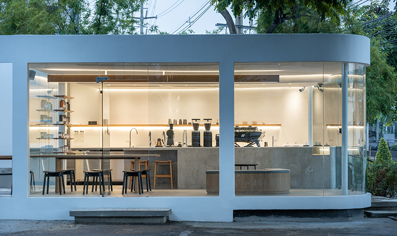 Spacy Architecture Wraps Serene Bangkok Cafe In Floating Glass