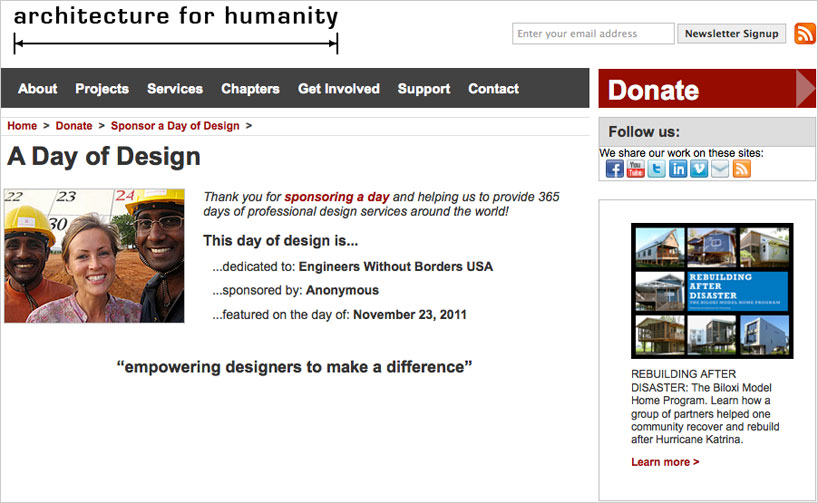 architecture for humanity: sponsor a day of design
