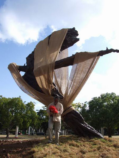 alberto lescay's monument dedicated to wilfredo lam at art biennial of havana