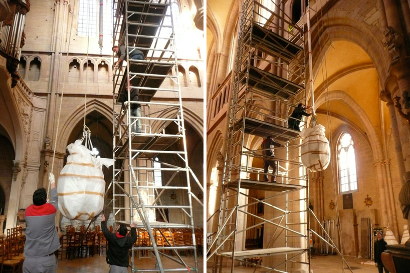 matali crasset: chandeliers for cathedral of saint b&eacute;nigne in dijon