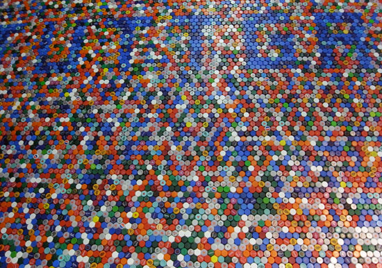 hochschule für technik: bottle cap installation