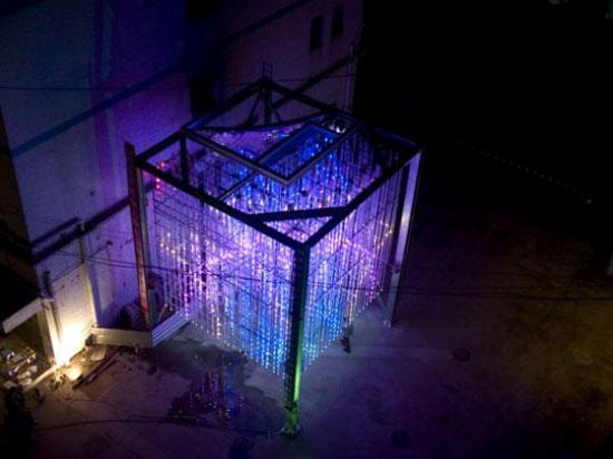 atelier feichang jianzhu pavilion made out of CD cases