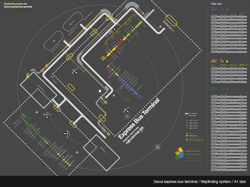 new wayfinding system for seoul express bus terminal