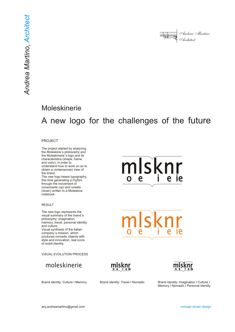 new moleskinerie logo, tradition with contemporary vision