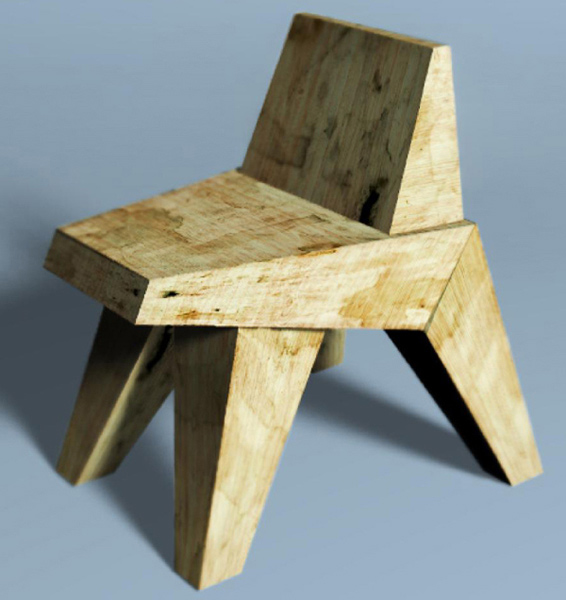 c3 concrete/wood chair