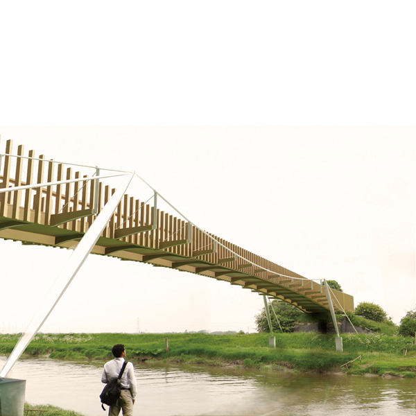 Bridge in nature for people and bicycle