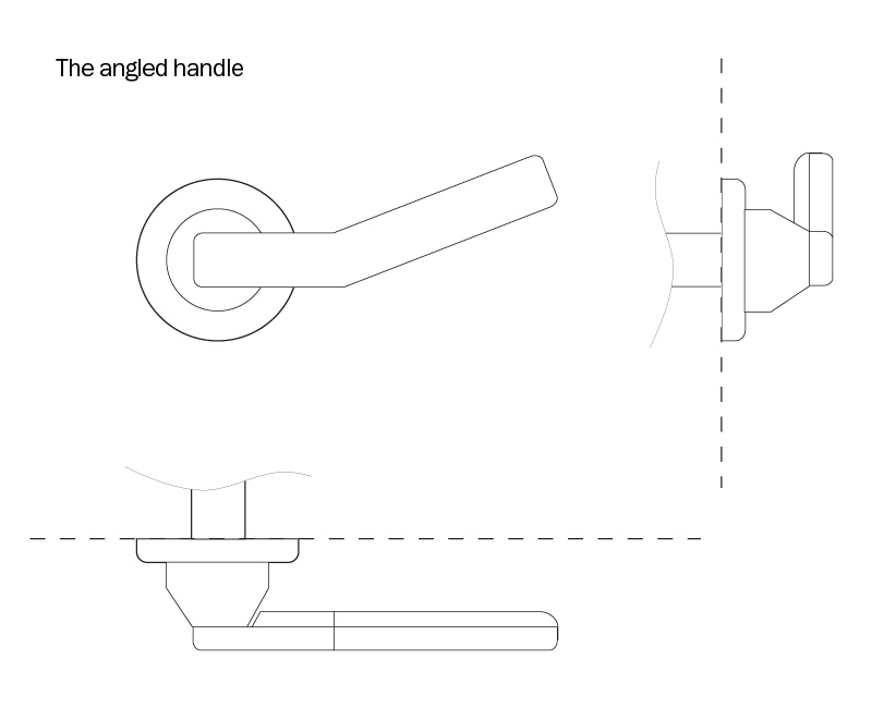 The angled handle