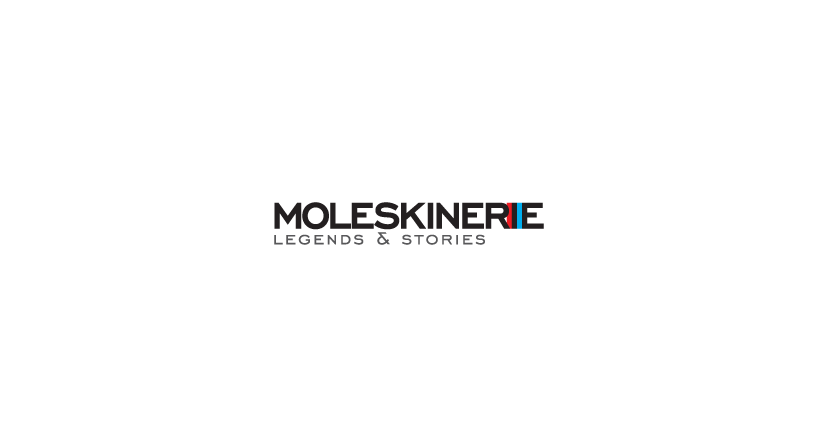 Moleskinerie   logo proposal 2   notebooks in the shelf