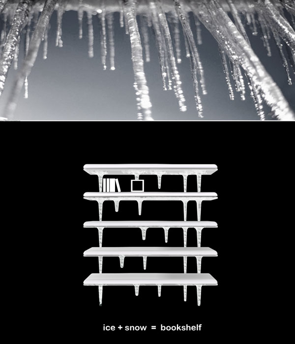 ice+snow=bookshelf