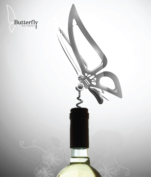 Butterfly wine opener