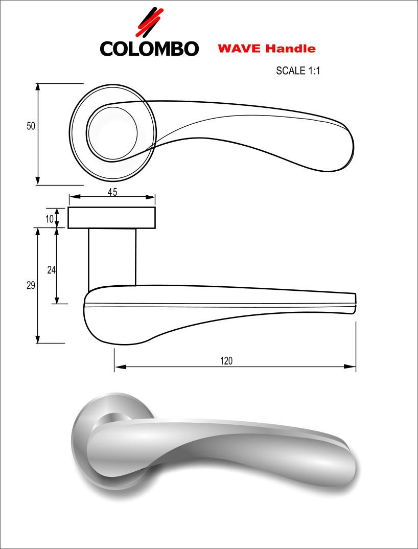 colombo door handle wave   donald wright, uk