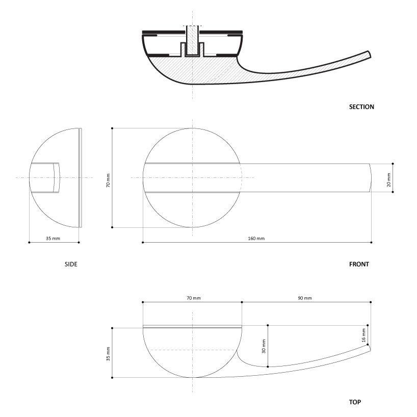 Hemispherical door handle