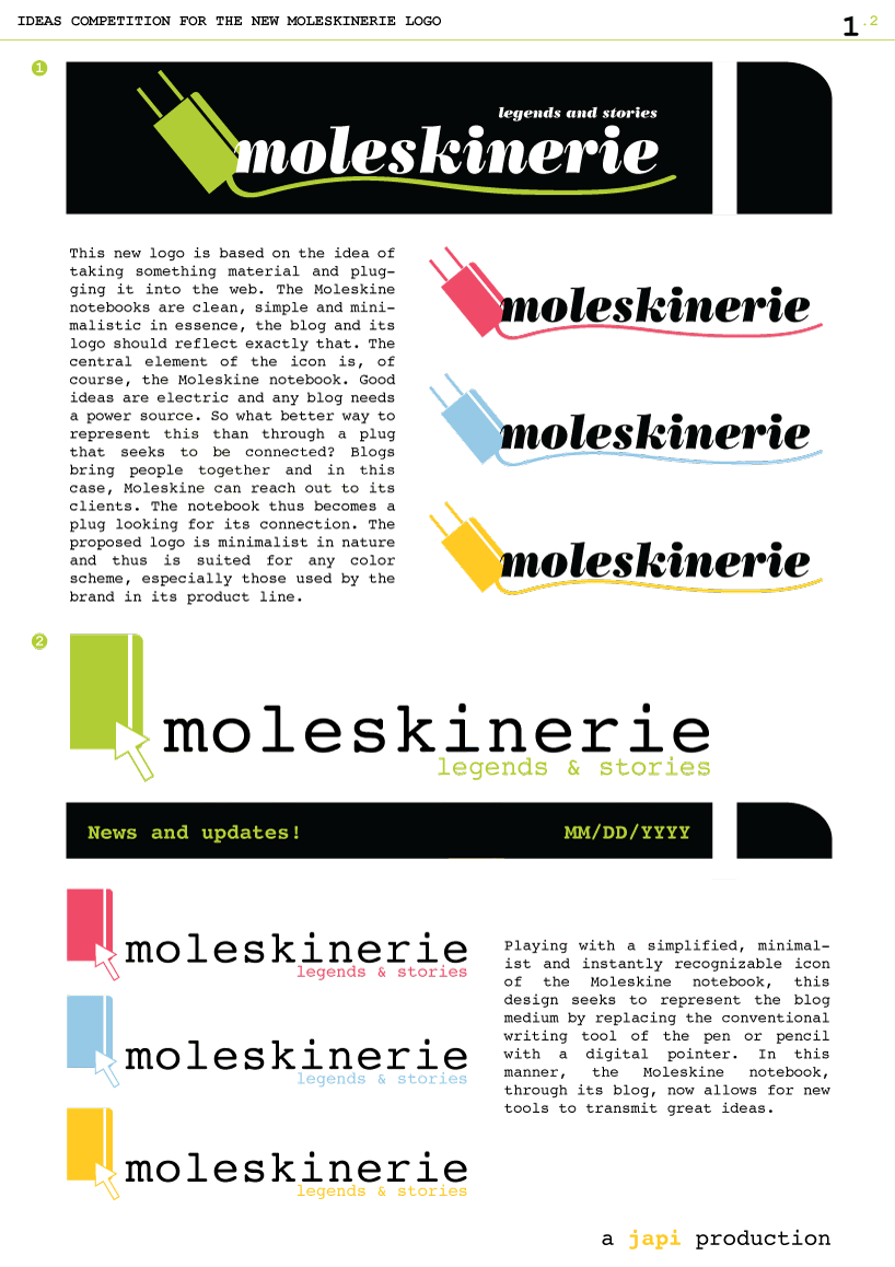 japi moleskinerie logo competition proposals