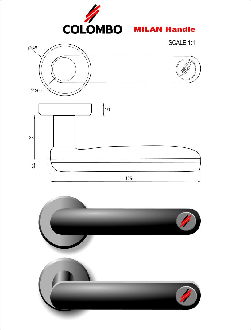 colombo door handle milan   donald wright, uk