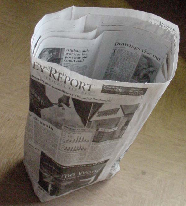 Garbagebag from an old newspaper