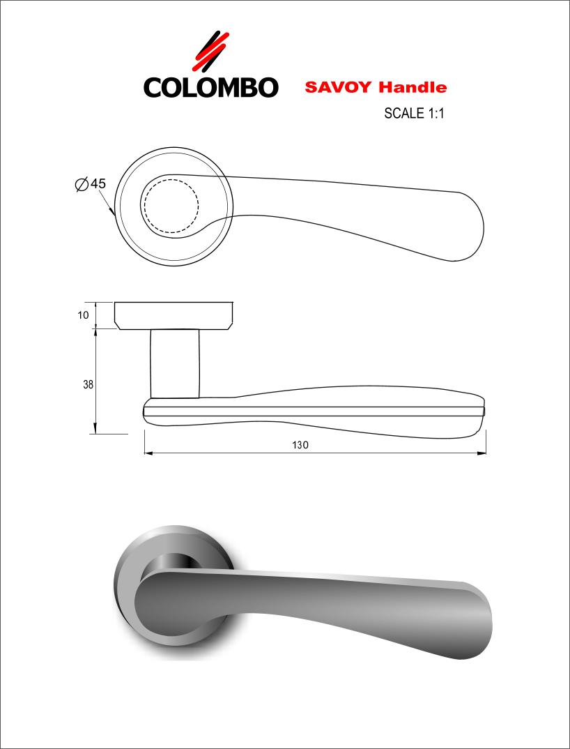 colombo door handle savoy   donald wright, uk