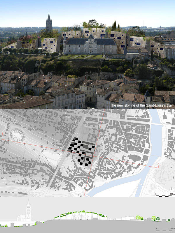 rehabilitation of the disused hospital by changing the tray into a inhabited hill (Saintes, France)