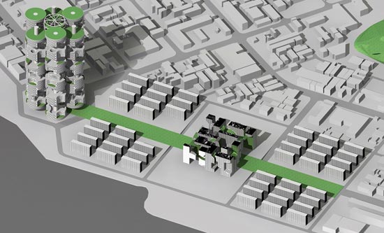mass studies: 'mutated slabs' urban plan proposal for ansan city, south korea