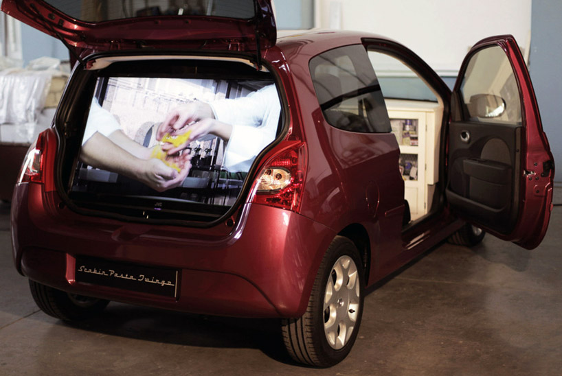 twingo 2012 car redesigned into a cabinet of curiosities