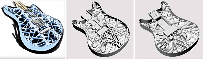 skeletal 3D printed guitar