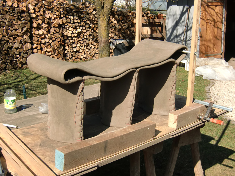 florian schmid: stitching concrete   chair + bench