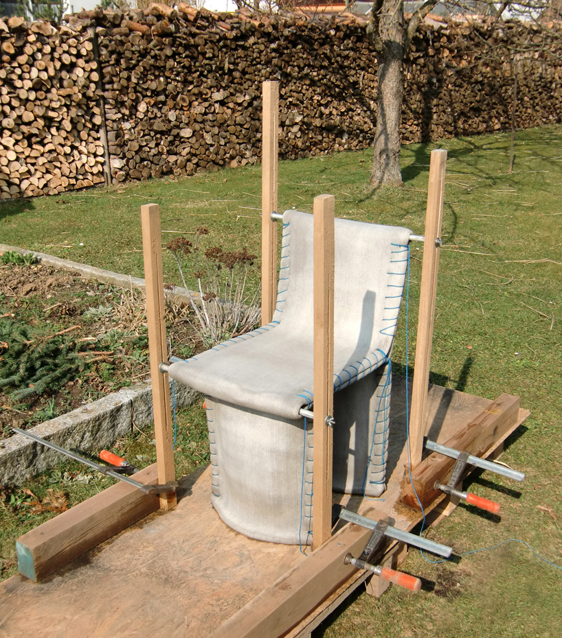 florian schmid: stitching concrete   chair + bench