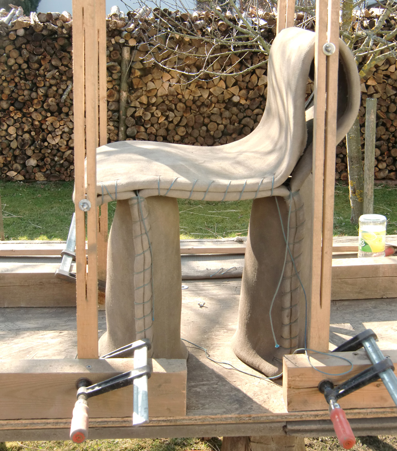 florian schmid: stitching concrete   chair + bench