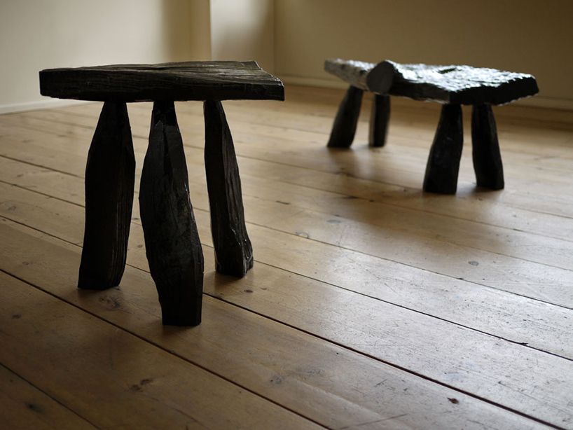 max lamb crafts urushi lacquer bench + stool from cleft chestnut