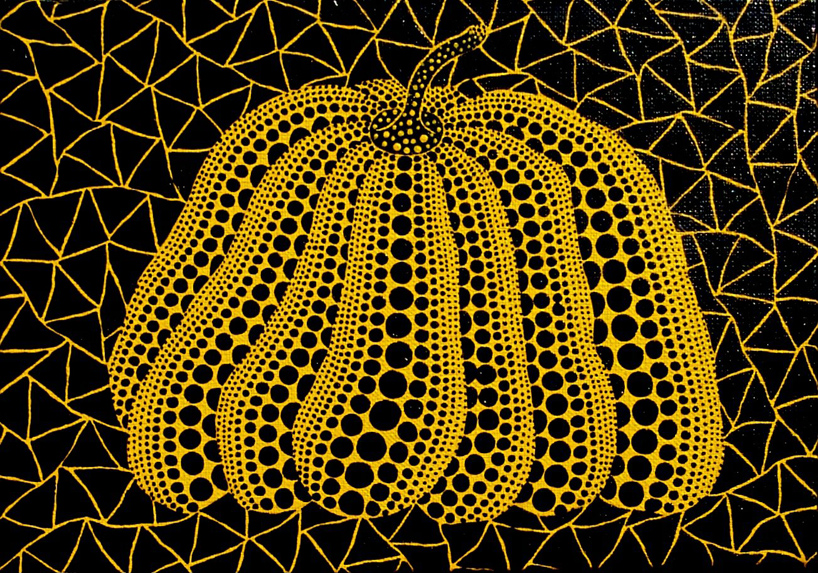 Gold pumpkin minaudière created by Japanese artist Yayoï Kusama for Louis  Vuitton