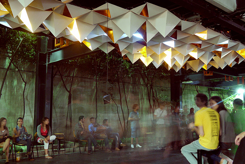 drew seskunas: folded pyramidal light installation