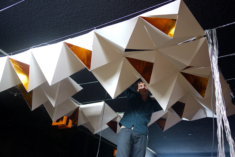 drew seskunas: folded pyramidal light installation