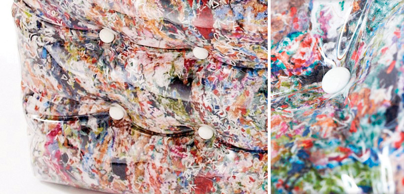 plof bench by atelier belge is made from shredded textile leftovers