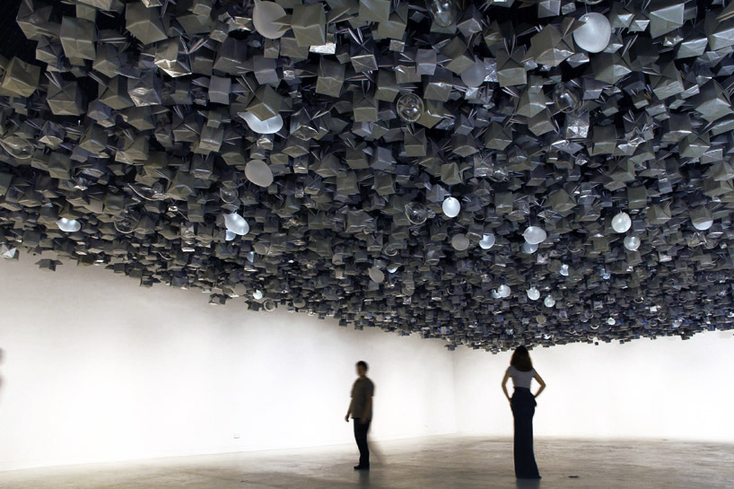 origami flying cubes installation   anything can break by pinaree sanpitak