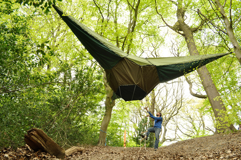 Barren Ace Deliberate tentsile - a hammock style tent suspended from trees by alex shirley smith