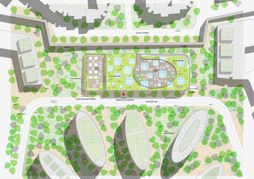 mikou design studio: public swimming pool   piscine du fort, paris