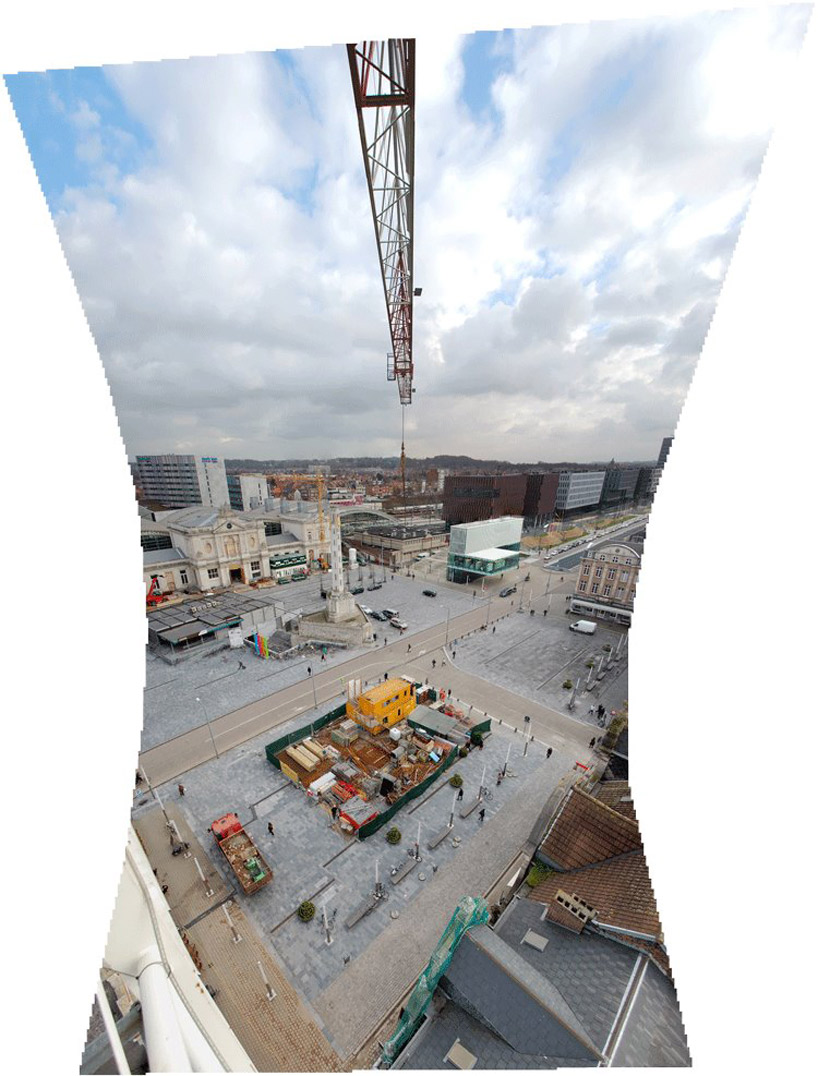 pivoting crane lamp by gijs van vaerenbergh creates 'skylight' in belgium