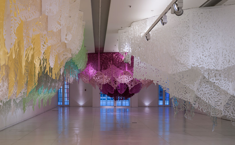 pop up paradises   expansive cut textile installations by manuel ameztoy - 1