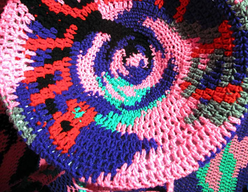 crocheted room by olek at tony's gallery, london