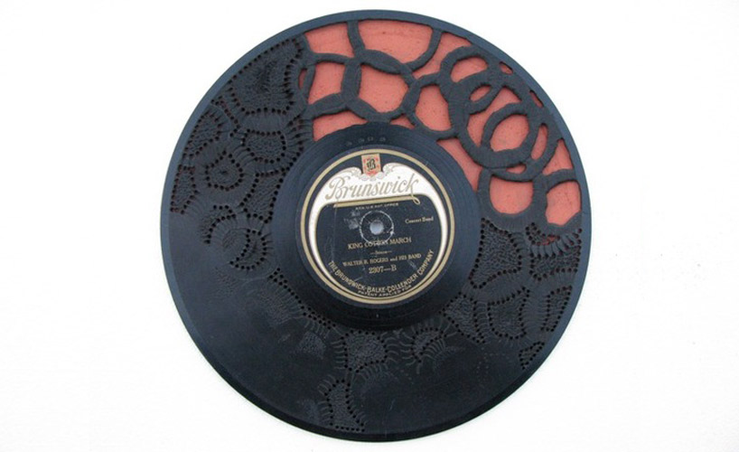 burn carved vintage records by scott marr