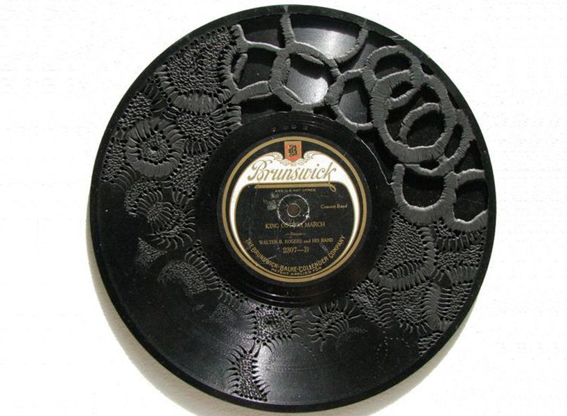 burn carved vintage records by scott marr