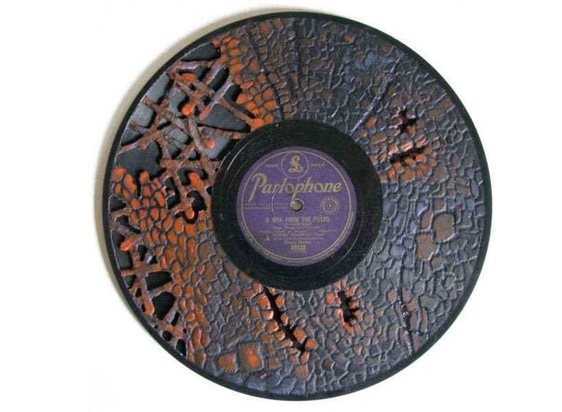 burn carved vintage records by scott marr