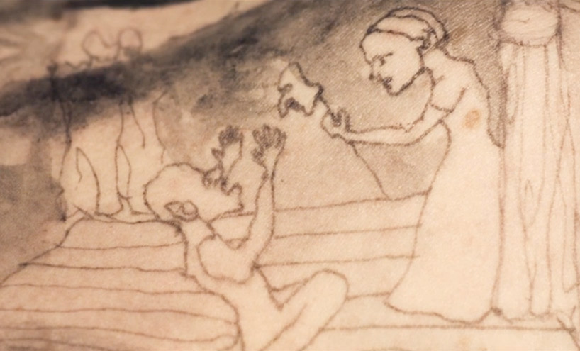 london cityscape drawn on a human canvas