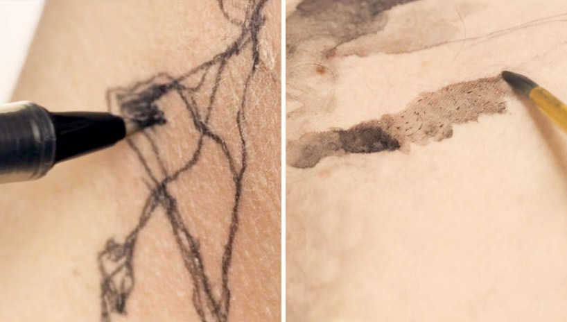 london cityscape drawn on a human canvas