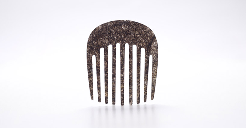 combs made from hair and resin by giorgia zanellato