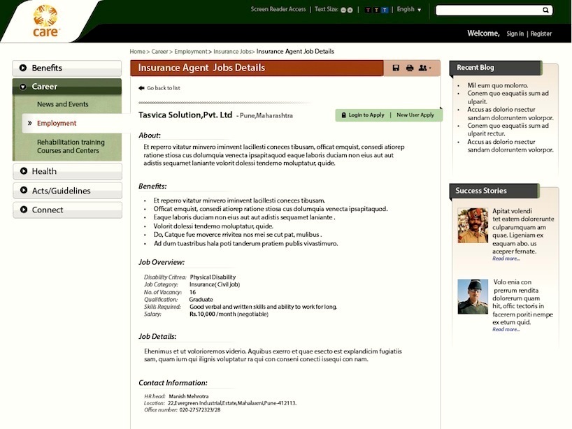 portal for rehabilitation of disabled indian army soldiers