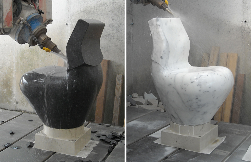 white swan in marble by satyendra pakhale at design miami