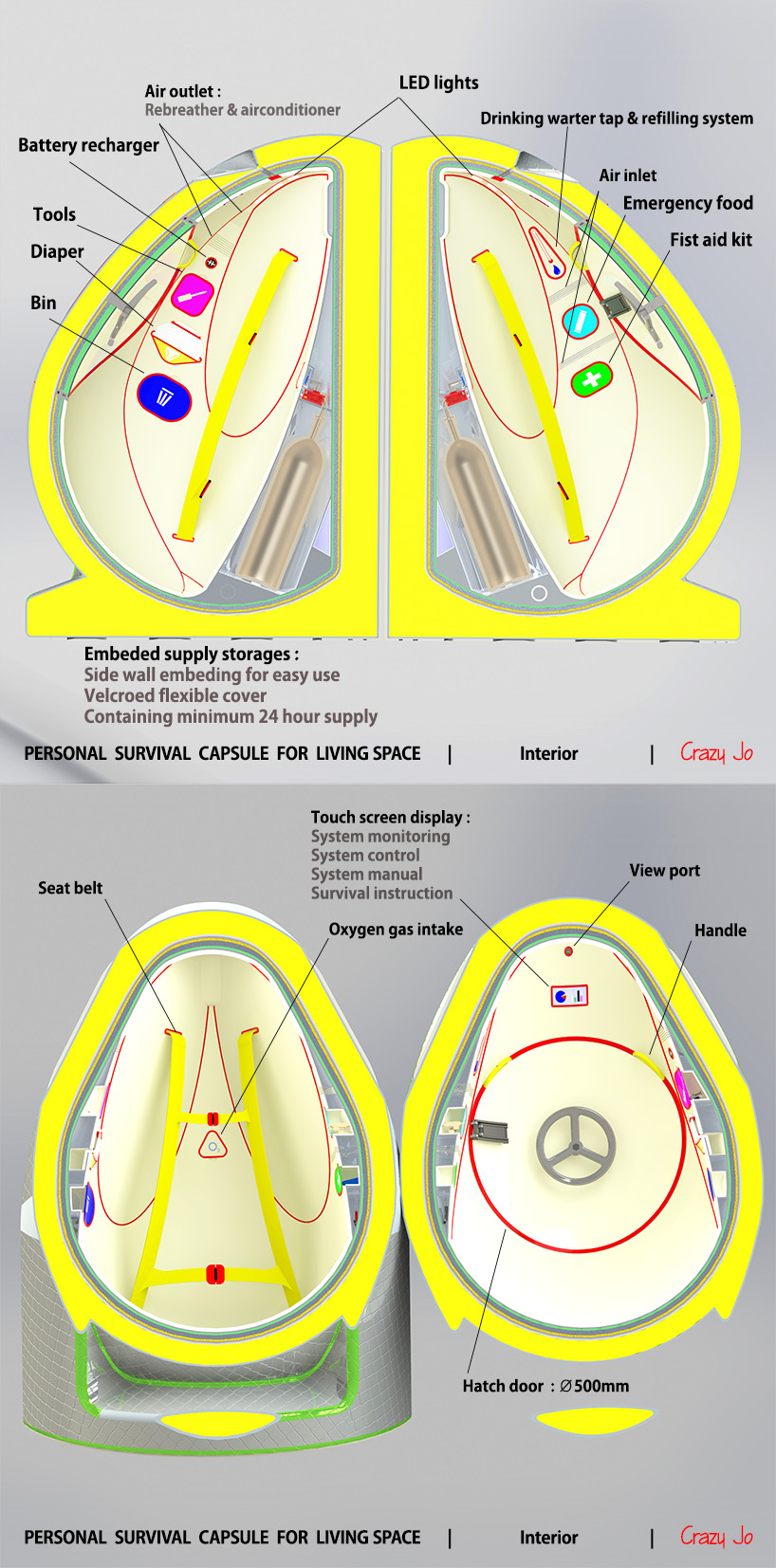 Personal survival capsule for living space