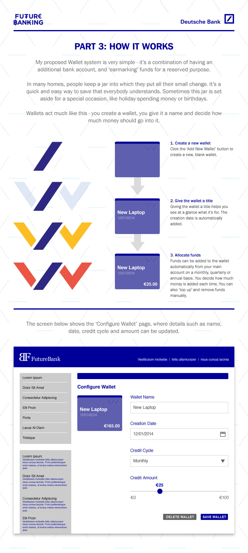Wallets - An intenet banking concept to help people manage their savings.