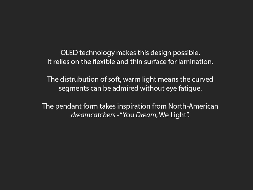 'Cascade' OLED Chandelier: Curved OLED Laminated Copper Elements