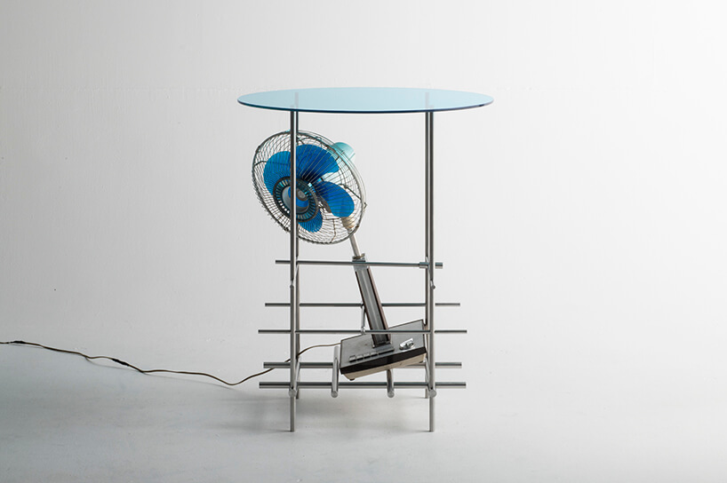 ryosuke harashima repurposes 1960s fans as eccentric tables